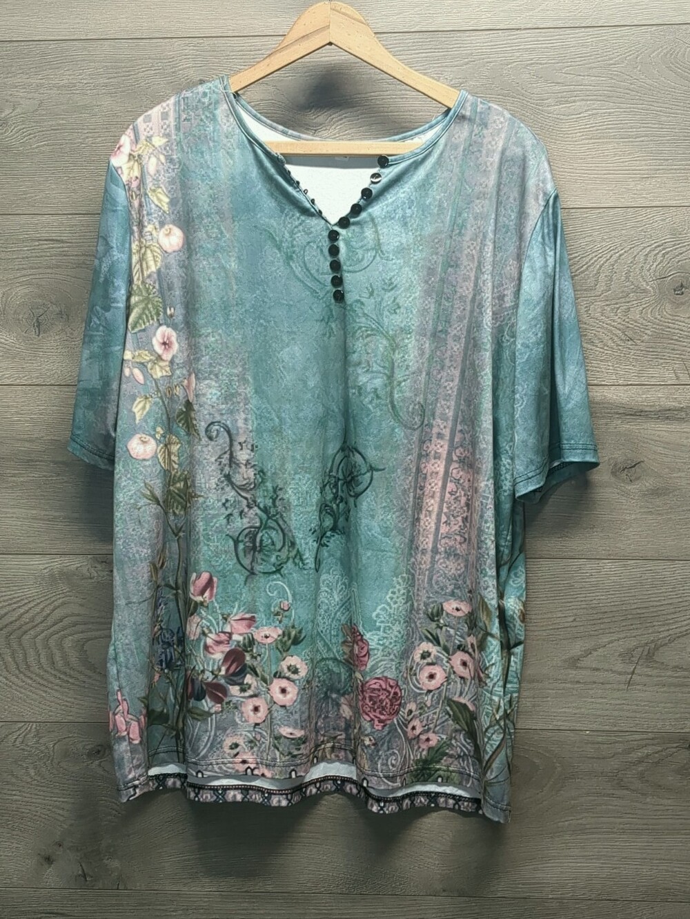 No Brand Whimsical Floral Blouse Women's Plus Size 3X